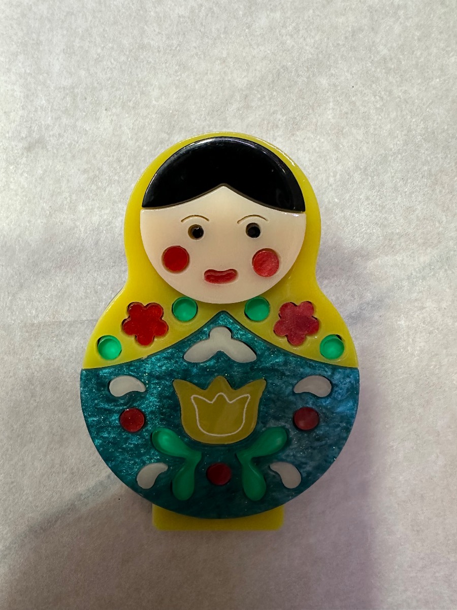 Russian Doll acrylic brooch