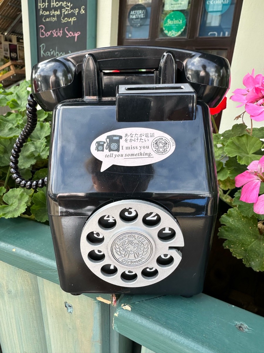 Black old fashioned style phone money box