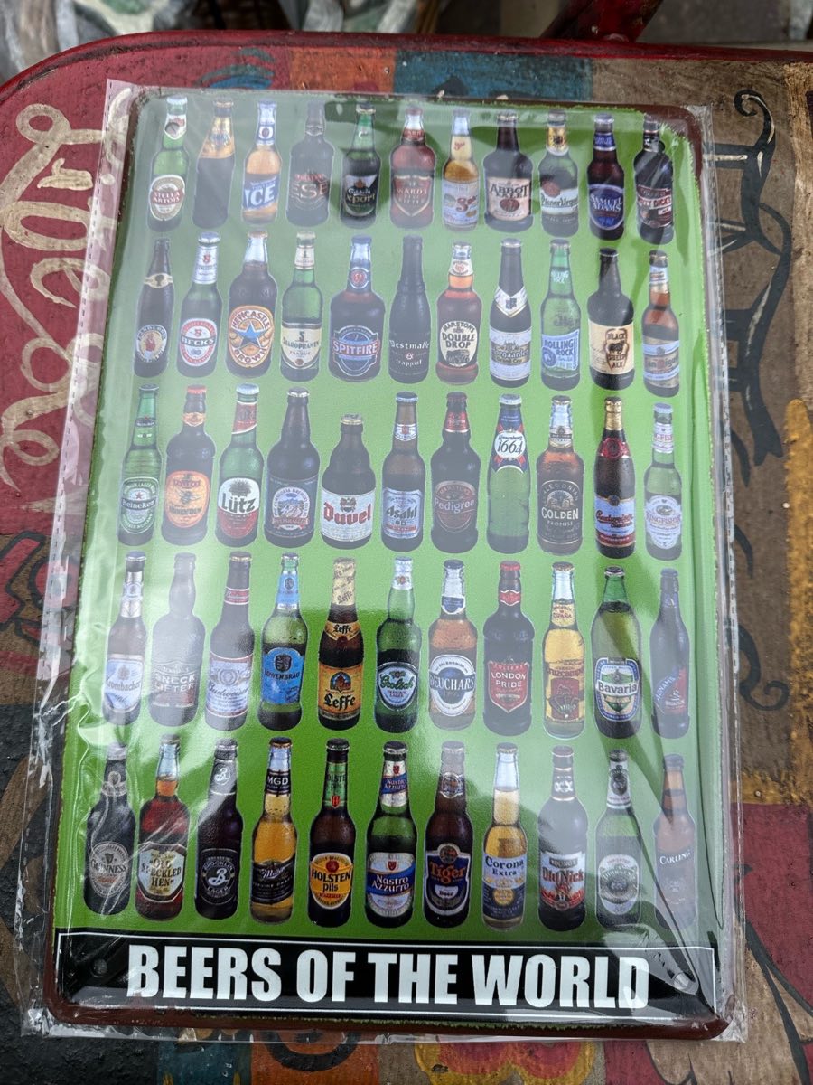 Beers of the world metal sign