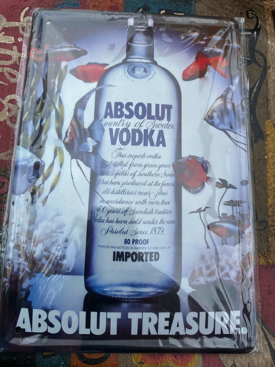 Absolut vodka metal sign