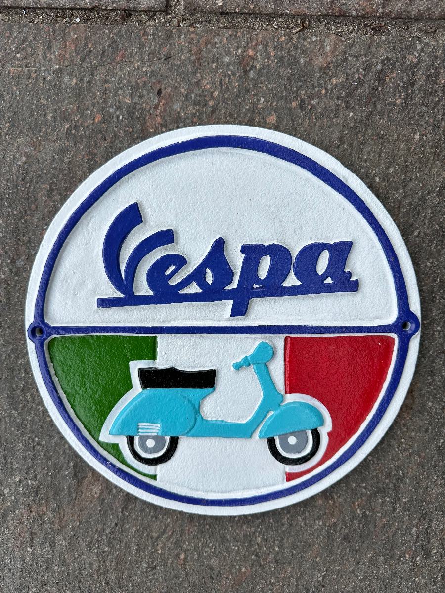 Vespa cast iron sign