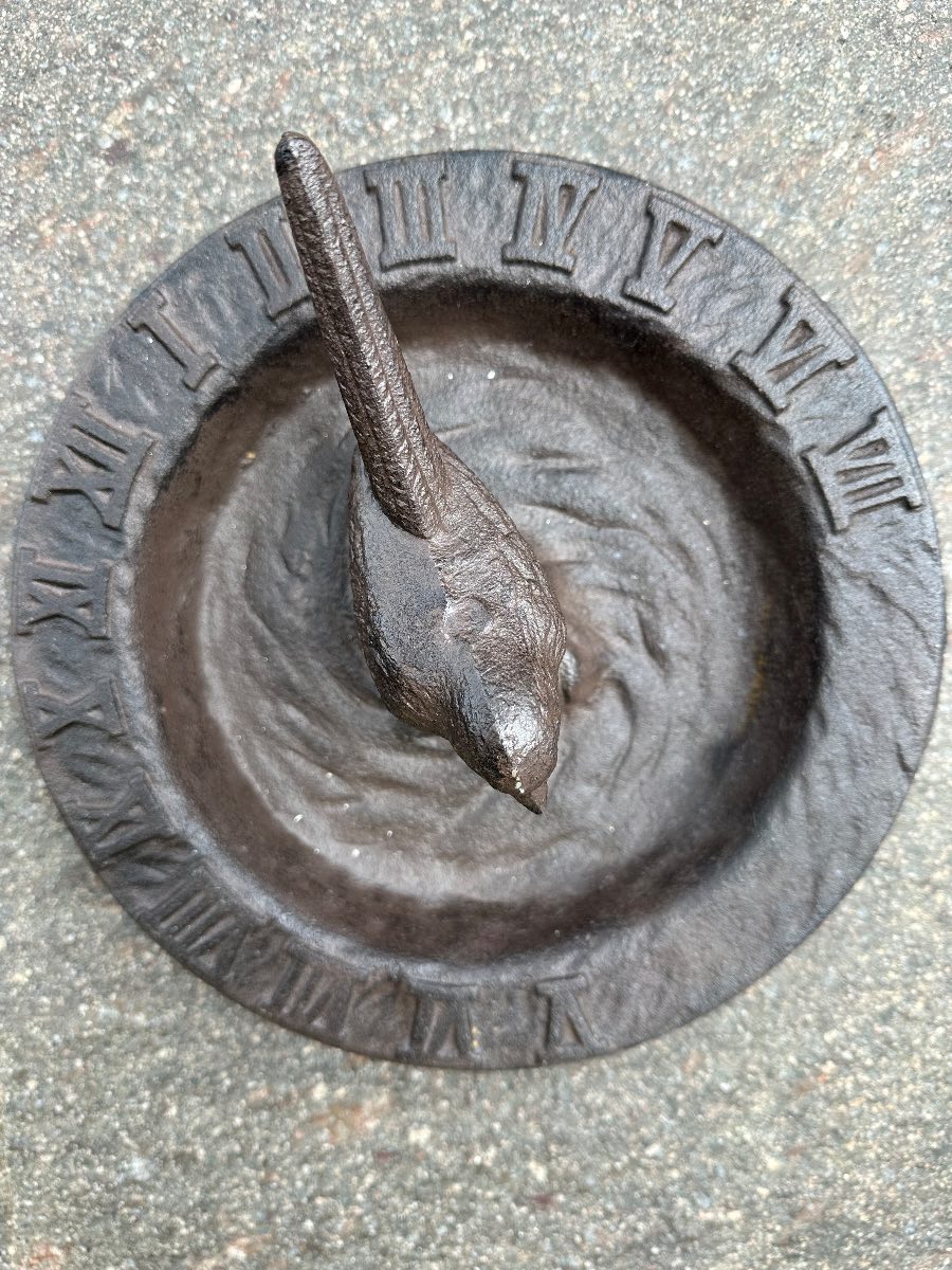 Sundial with bird decor cast iron