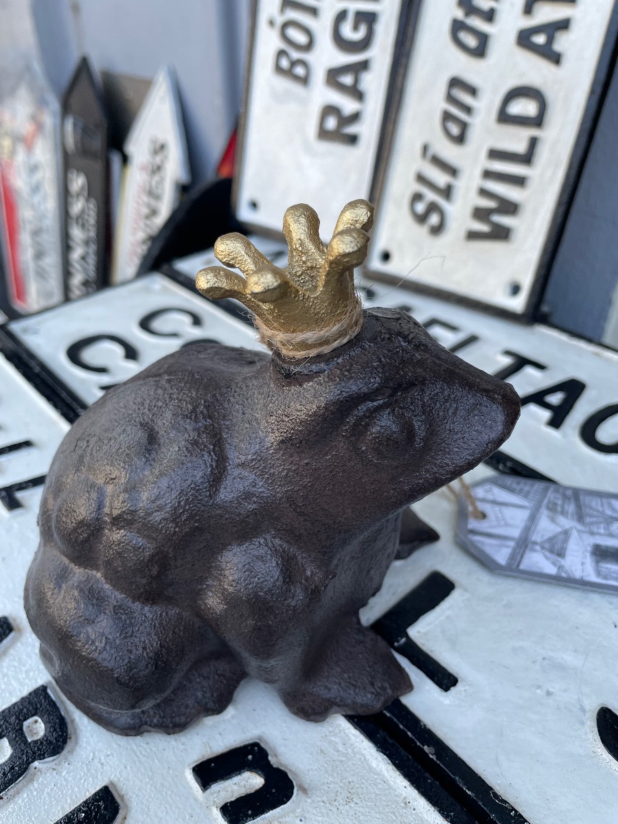 Prince Charming frog cast iron with lovely gold crown