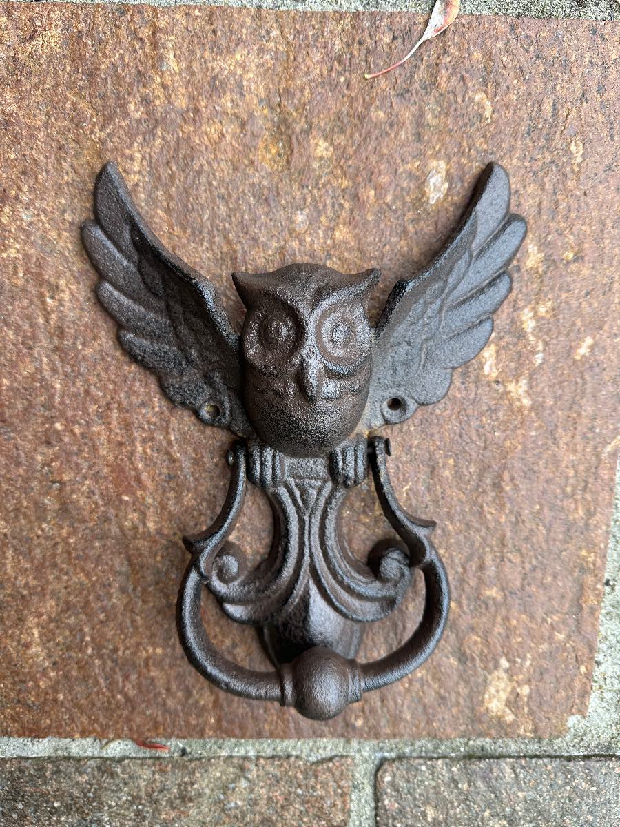 Owl door knocker cast iron