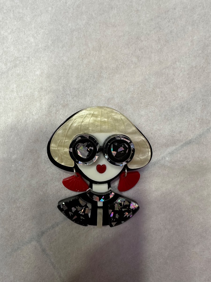Sunglasses girl acrylic brooch