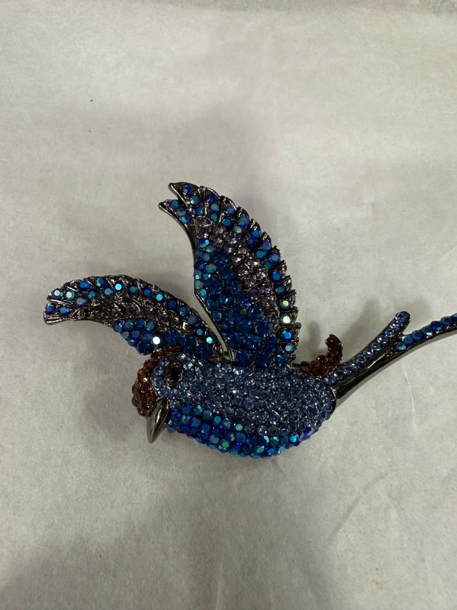 Diamante bird brooch