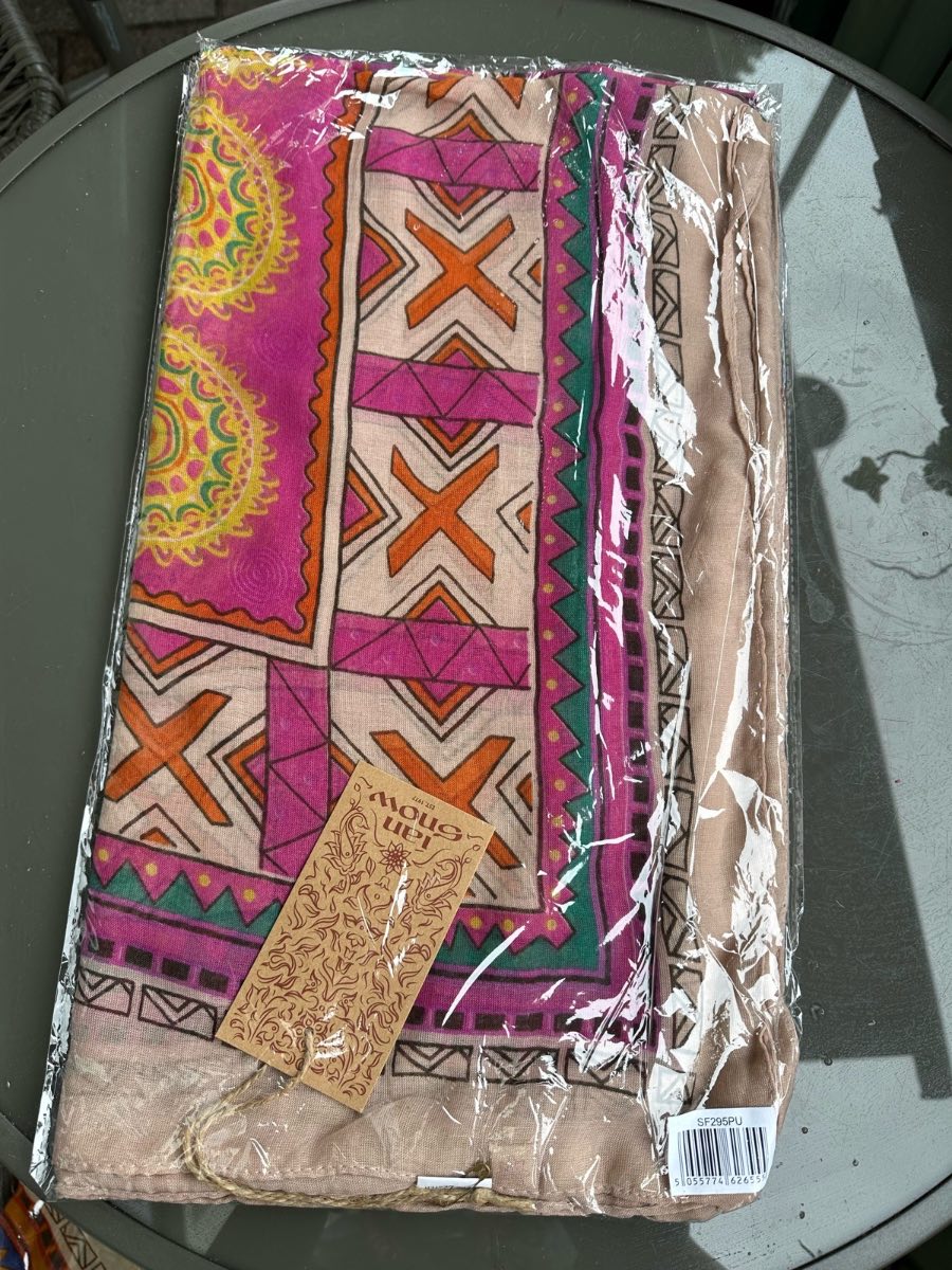 Patterned multi coloured scarf