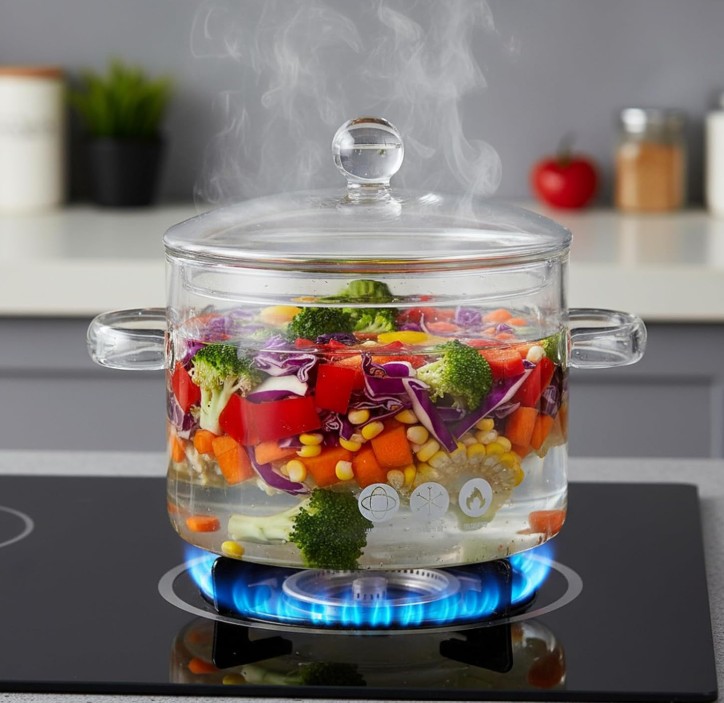 Share Hemoton Clear Glass Simmer Pot with Lid for Stovetop Potpourri, 1.3L/45 Fl Oz