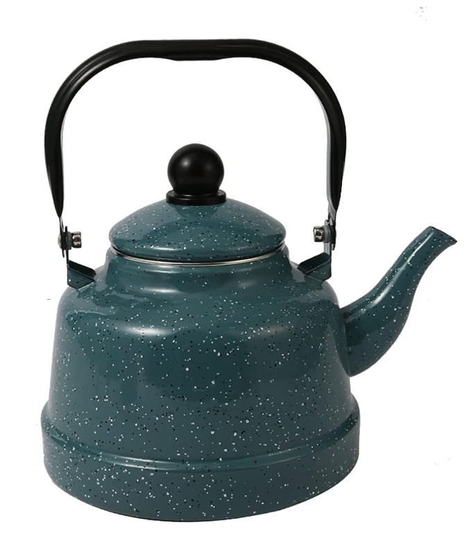 Vintage Enamel Tea Kettle – 1.1L Retro Enamelled Coffee & Tea Pot