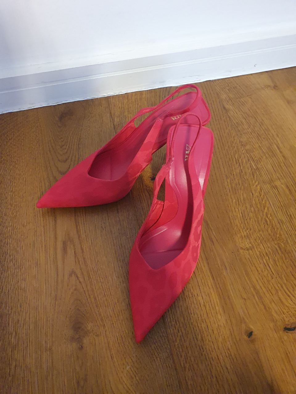 ZARA Pink Slingback Heels – EU 38 / UK 5, New, Pointed Toe & Square Heel