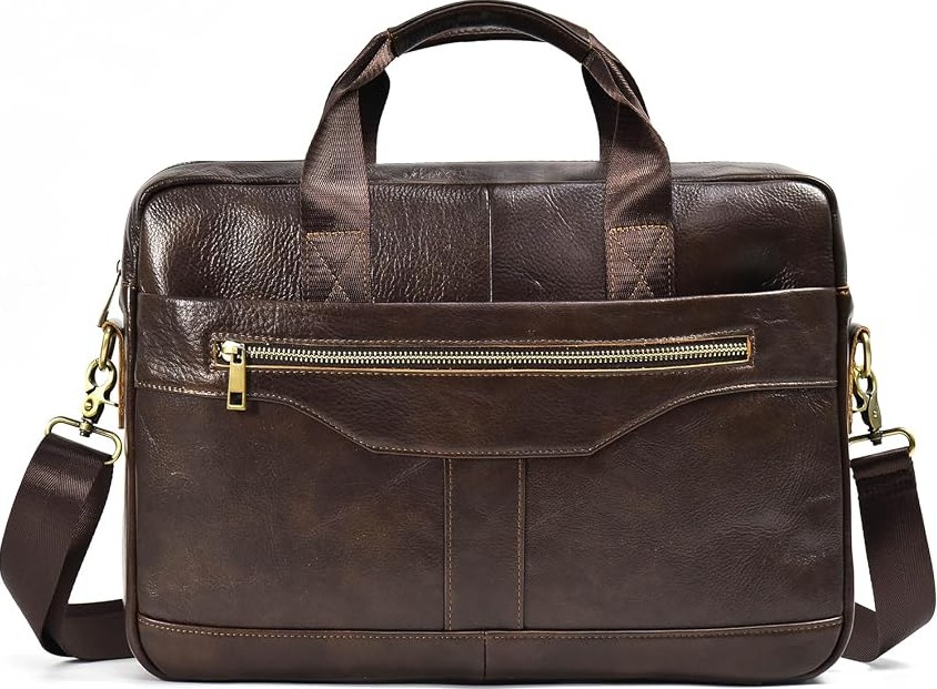Leather Briefcases 15.6 in Laptop Vintage Messenger Bag Handbag Shoulder Bag