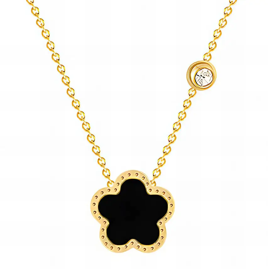 Gold Plated Stainless Steel Flower Necklace – Gift Boxed Elegant Pendant
