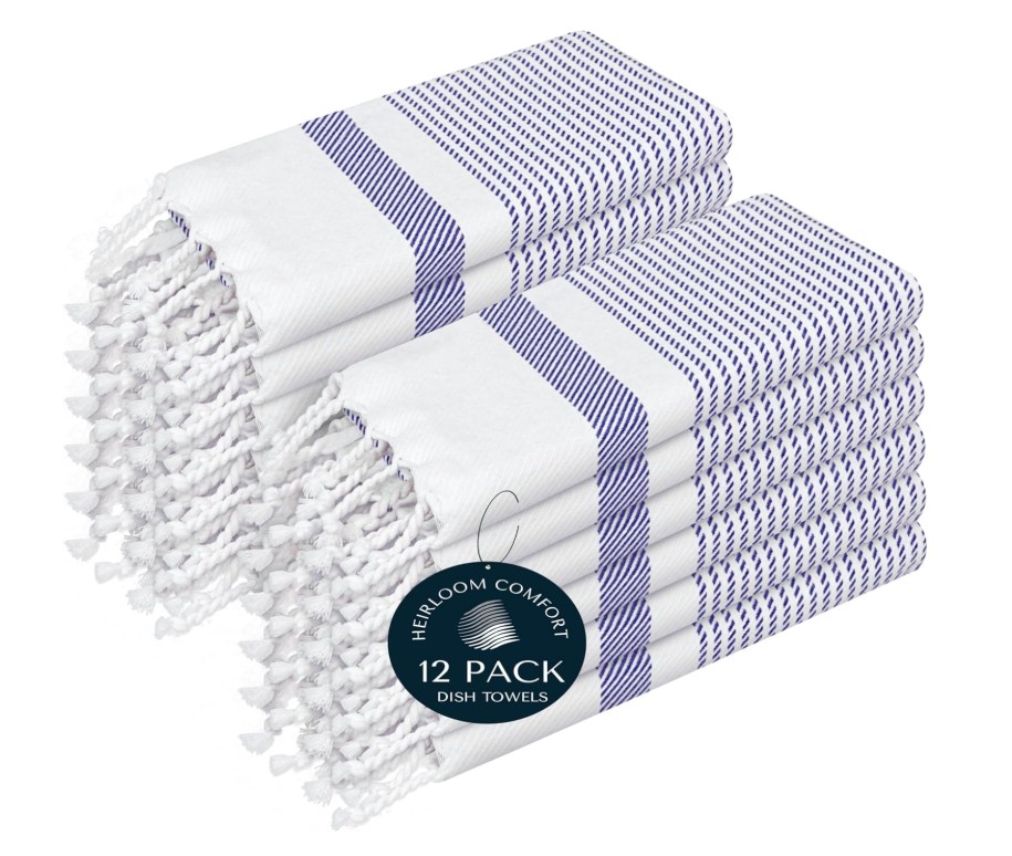 COMFORT Indigo Blue Turkish Kitchen Towels 40x66 cm, 12 Pack