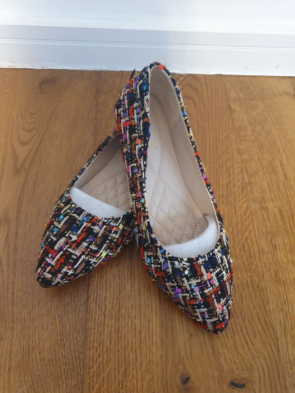 Migibibi Paris Tweed Pointed Flats Multicolour EU 36 UK 3 New