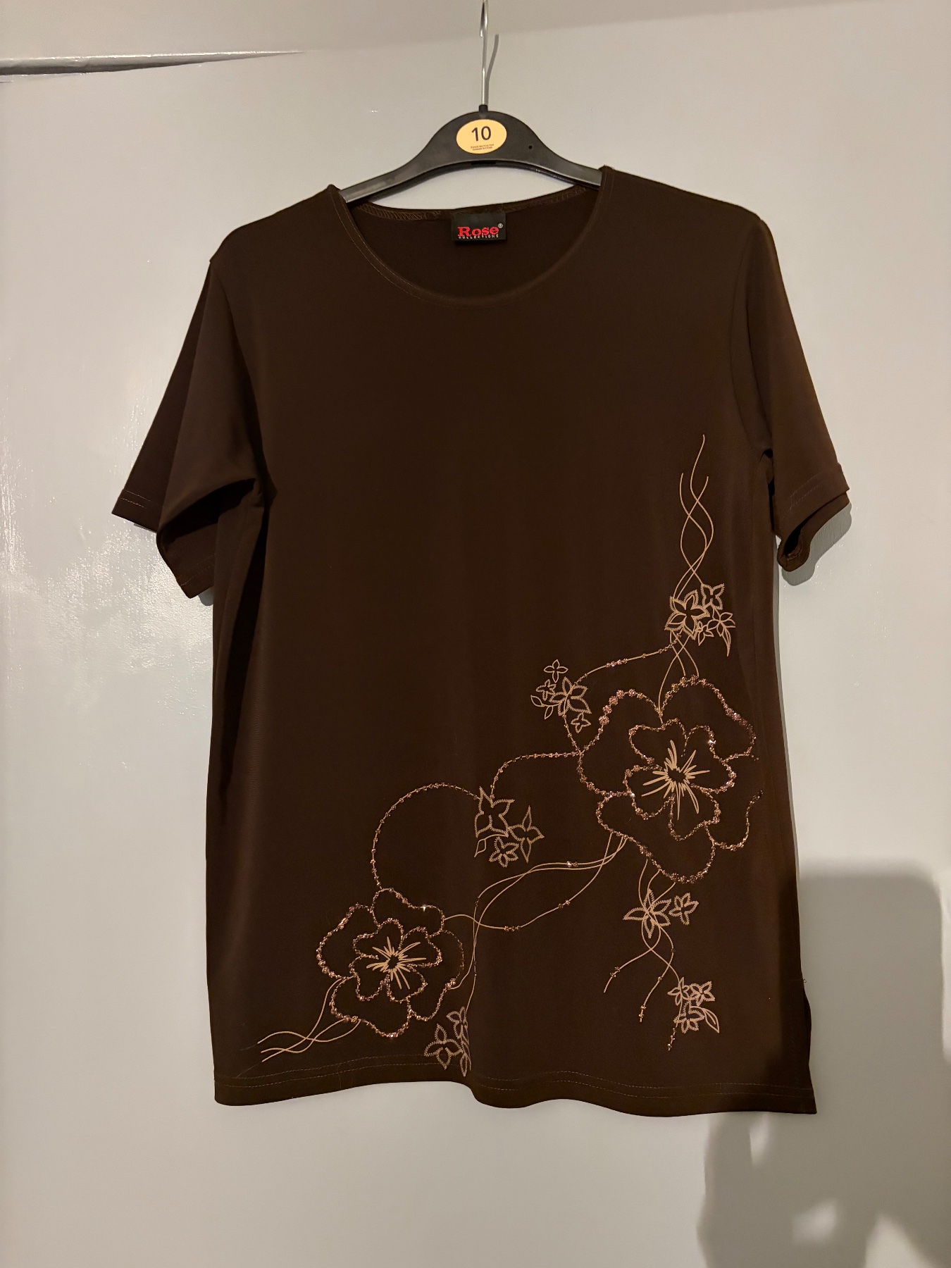 Brown and Gold Glitter Flower T-Shirt