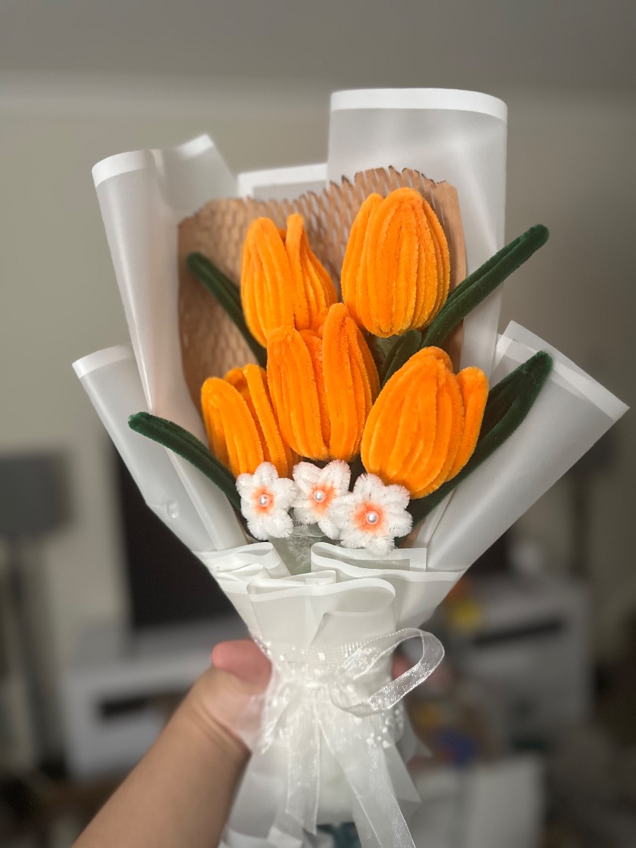 Orange Tulip Artifical Flower Bouquet
