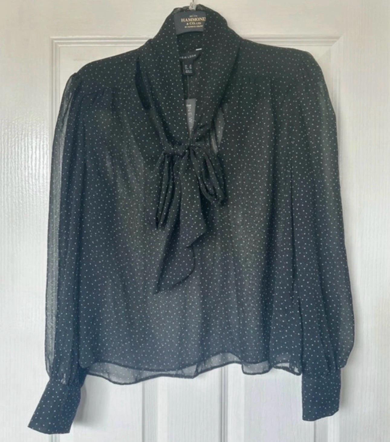 New Look Black & White Polka Dot Sheer Blouse