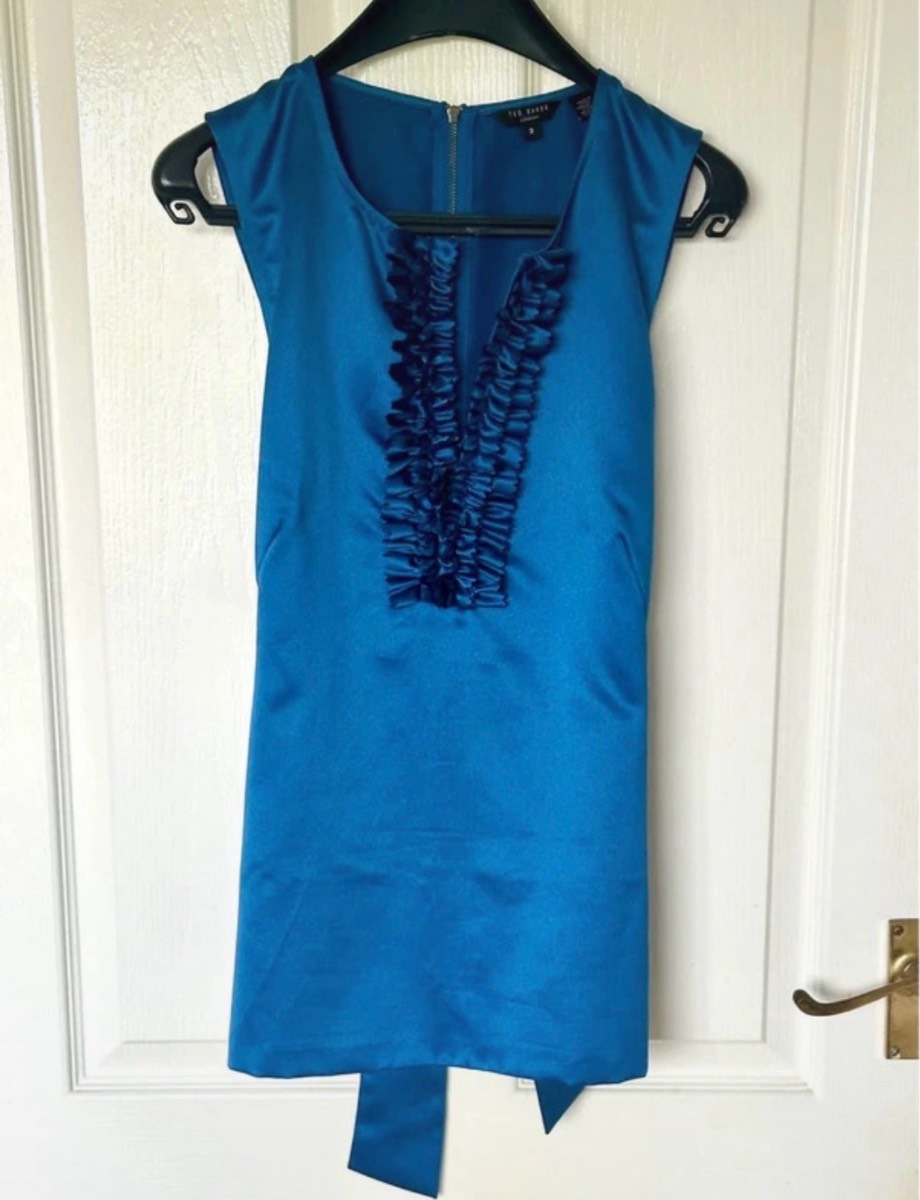 Ted Baker Blue Short Sleeve Ruffle Blouse Work Top