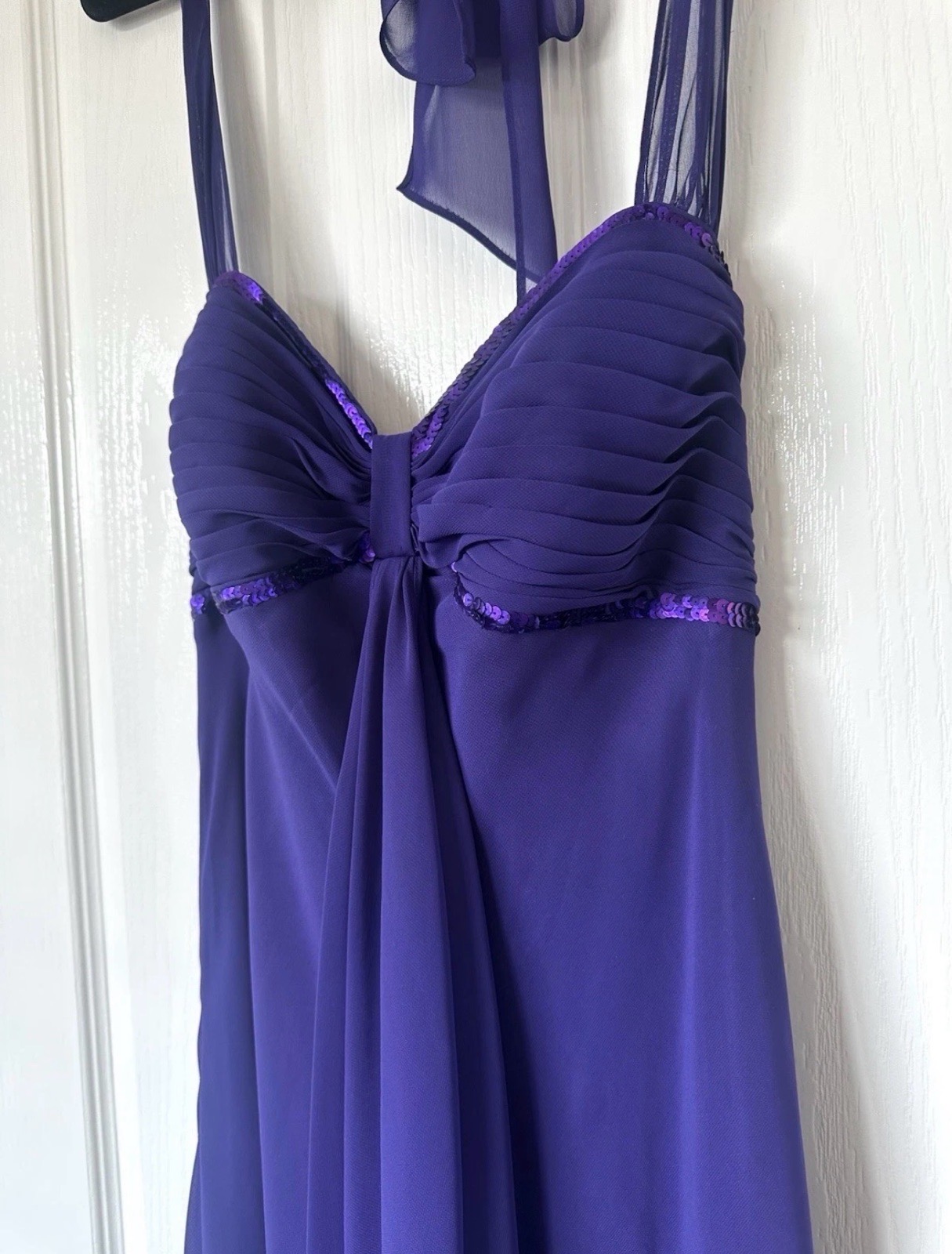Début Purple Long Gown V-neck Halter neck Sequin Lined Dress