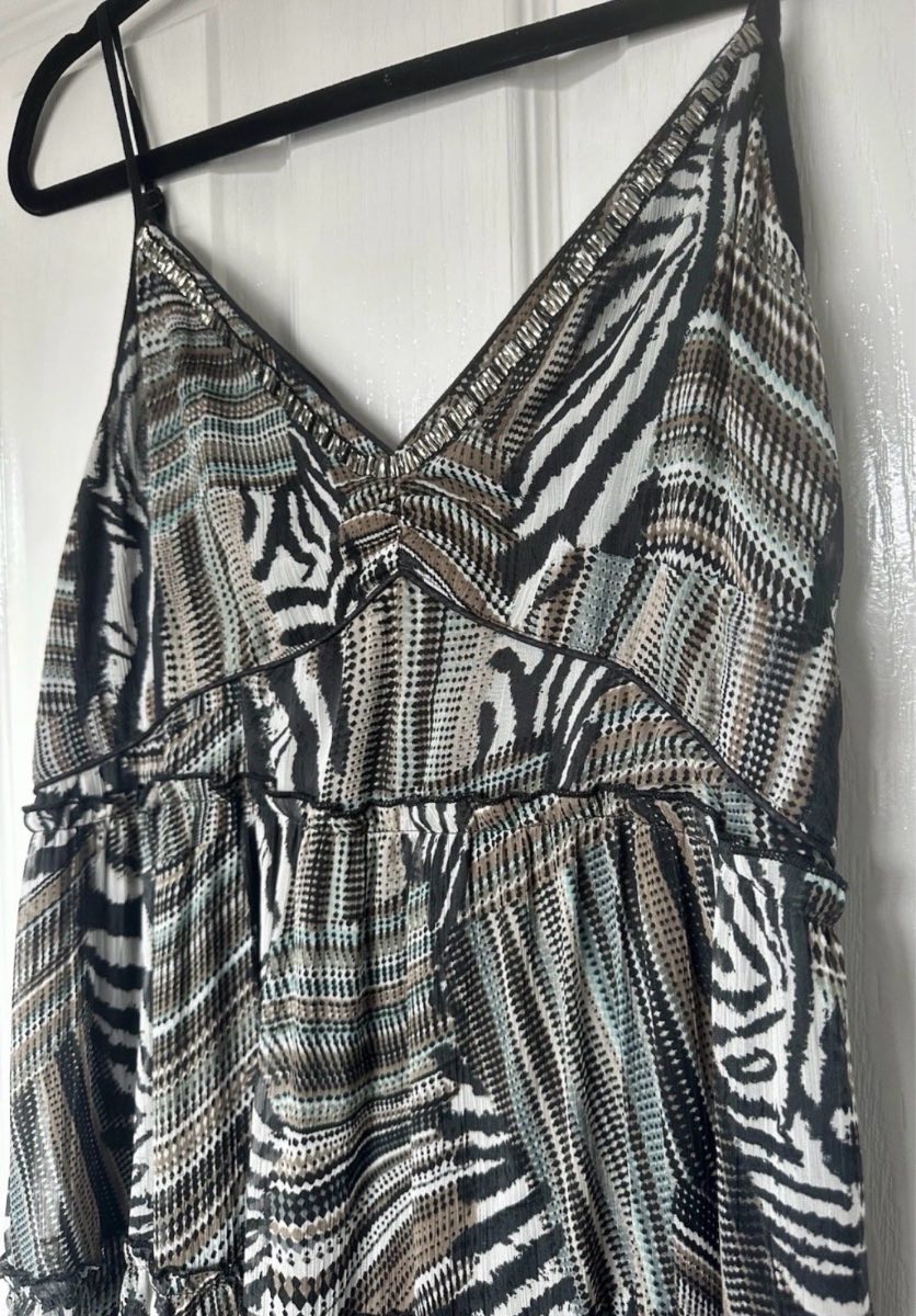 Be Beau Size 12 Animal Print Abstract Maxi Summer Holiday Dress