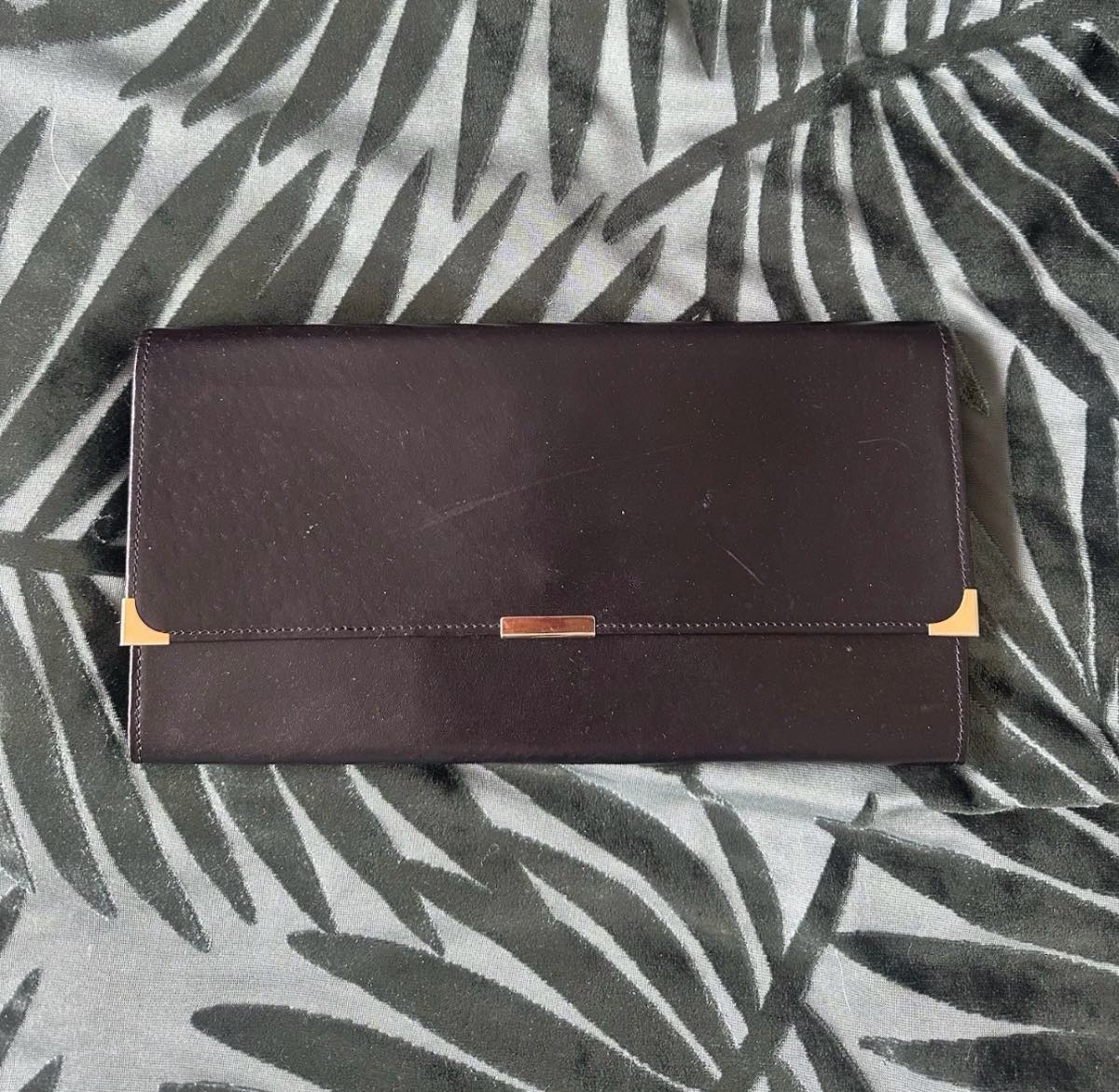 Black Leather Travel Wallet Clutch