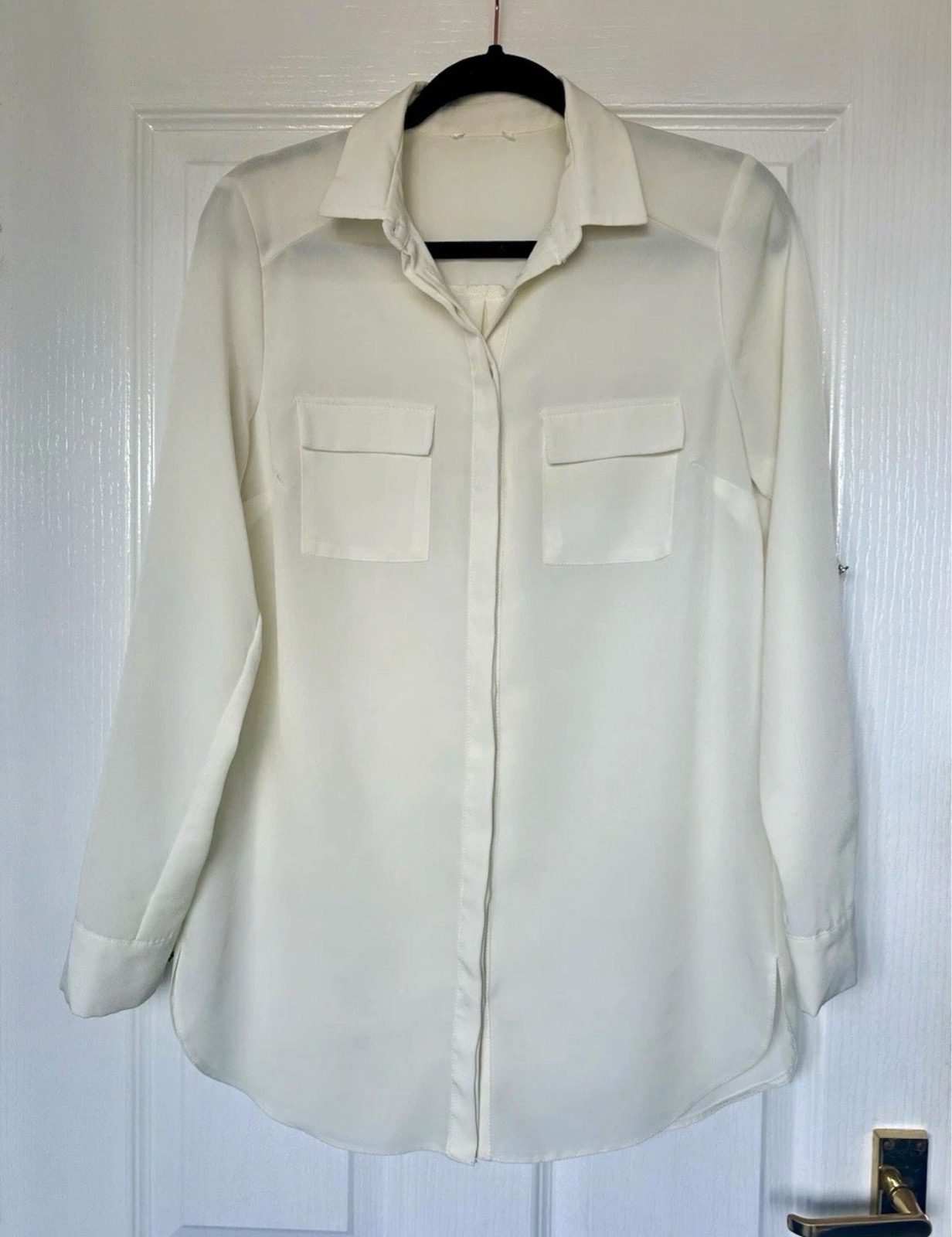 Ivory Collared Button Up Blouse Shirt