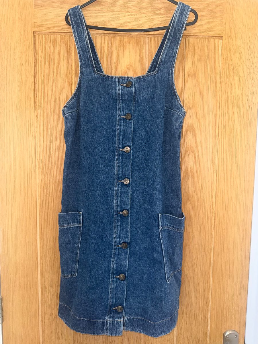 Fatface 100% cotton denim pinafore dress UK 8