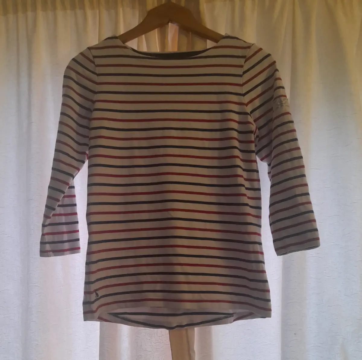 Joules Cotton Striped 3/4 Length Sleeve Top Size 8