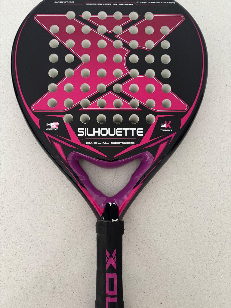 Nox silhouette Padel racket pink and Nox Padel bag
