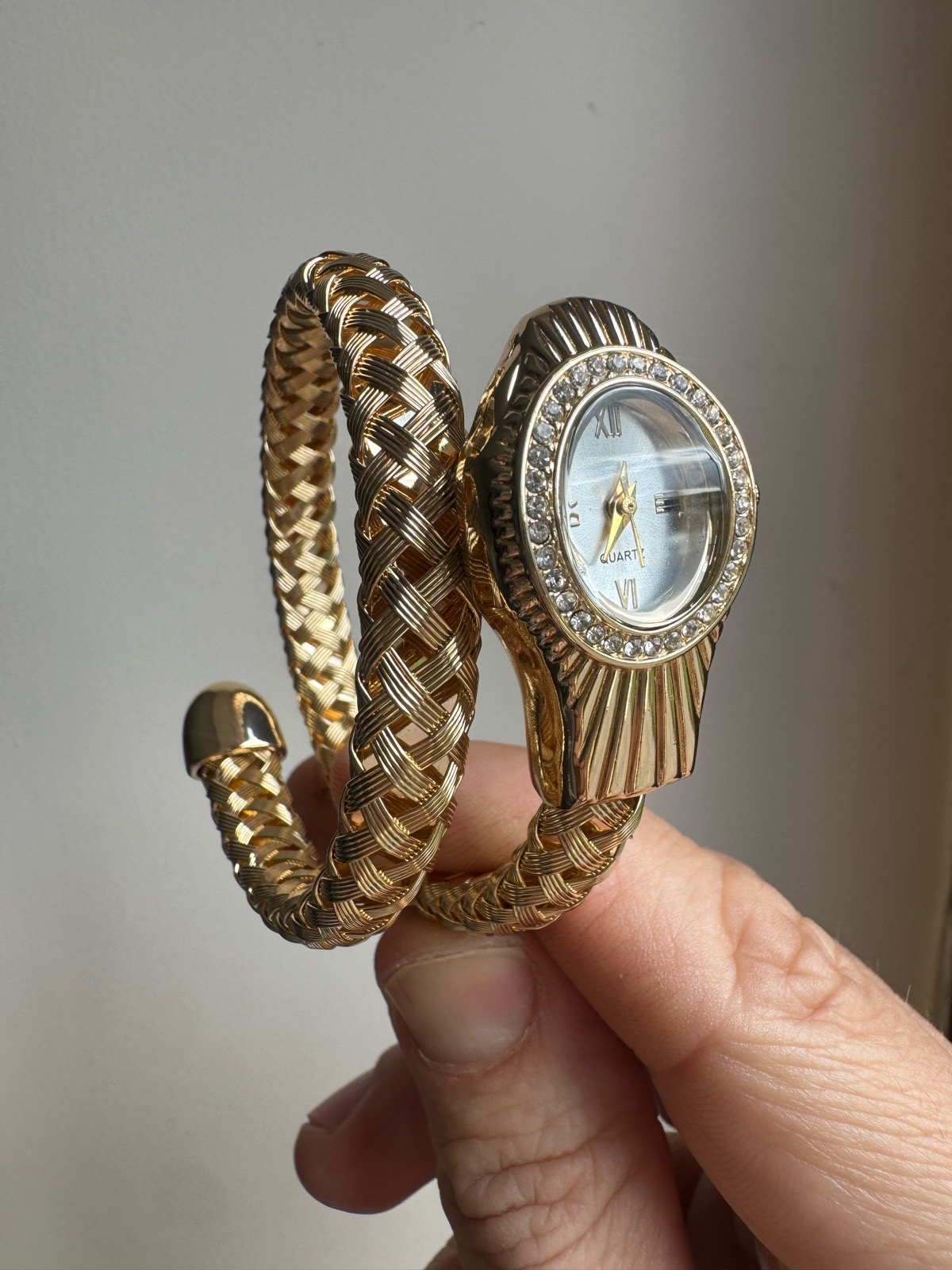 Lovely gold tinted snake watch bracelet