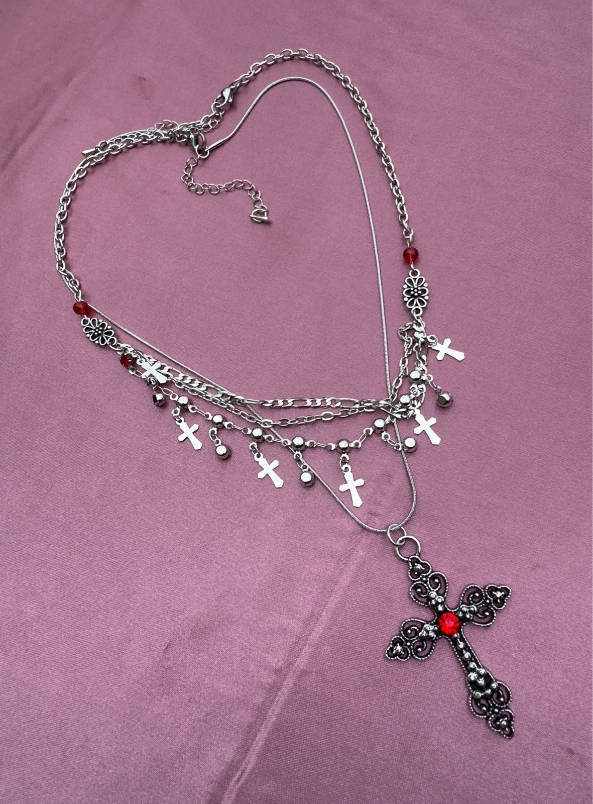Beautiful Double necklace with central cross