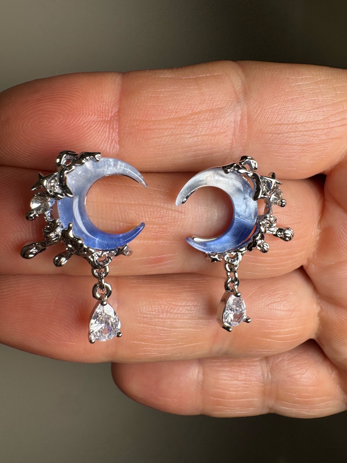 Beautiful titanium steel moon earrings