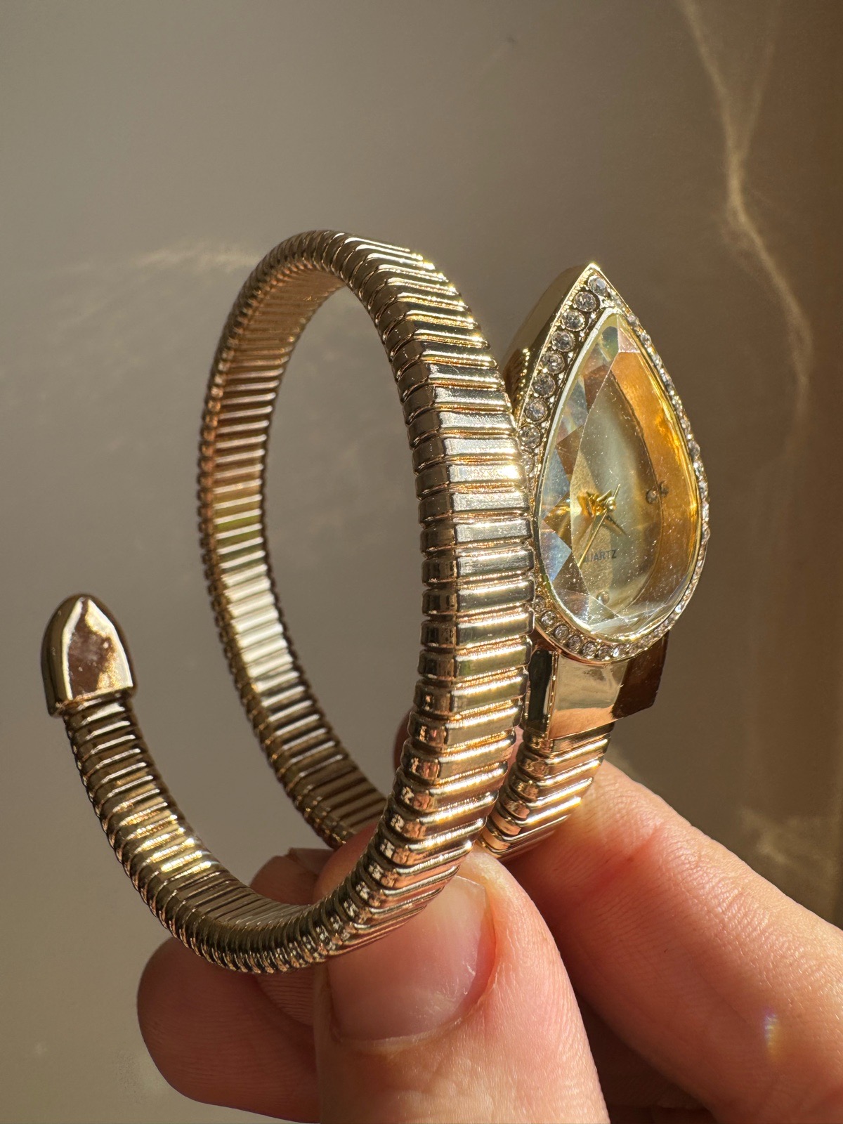 Gold plated snake wrist watch bracelet