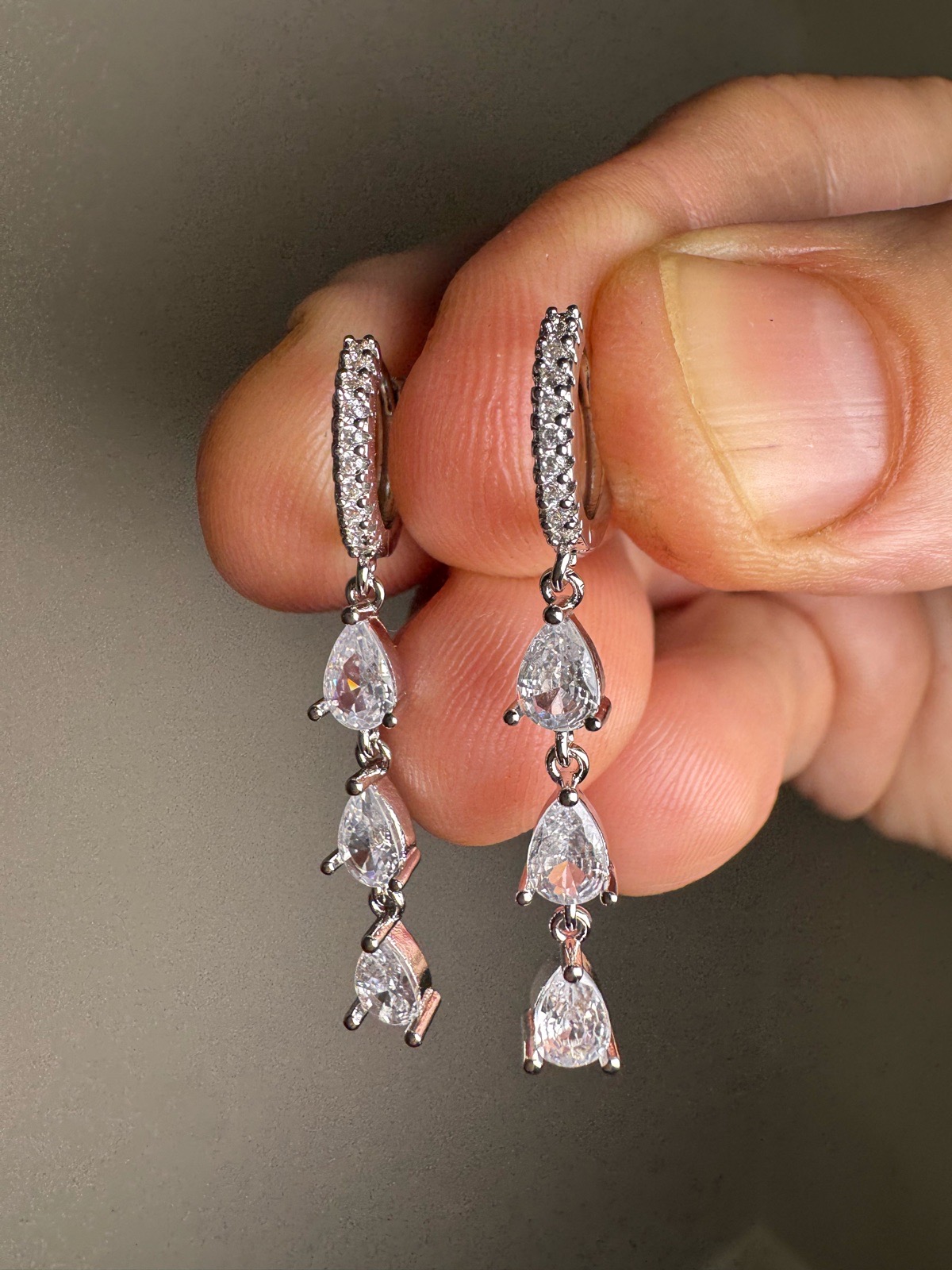 Beautiful earrings with droplet zirconias