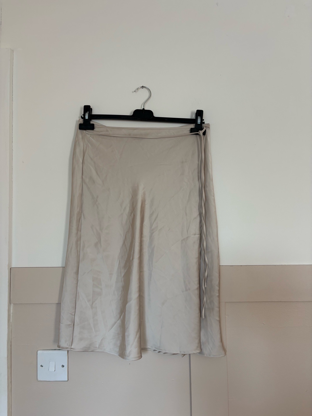 Zara beige satin wrap skirt