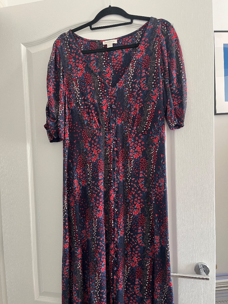 Monsoon women’s size 16 full button up floral midi dress