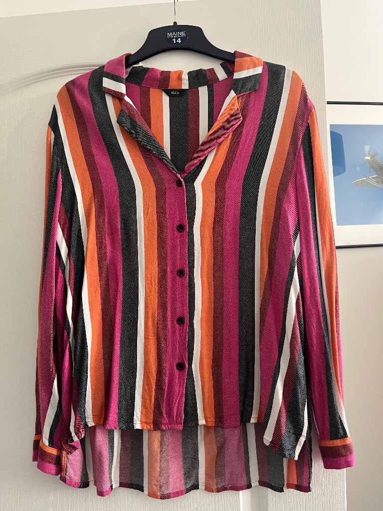 M&Co Women’s Size 16 Vibrant Stripe long sleeve 100% viscose Shirt