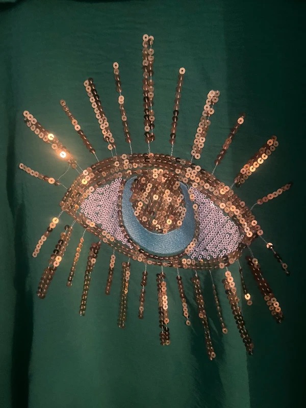 Green Shirt - Eye Sequin design - size 16