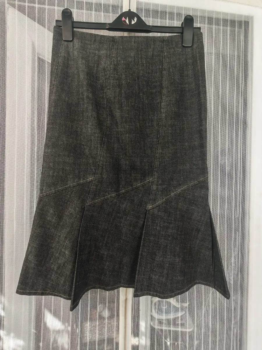 Principles Petite Dark Denim Look Flared Midi Skirt