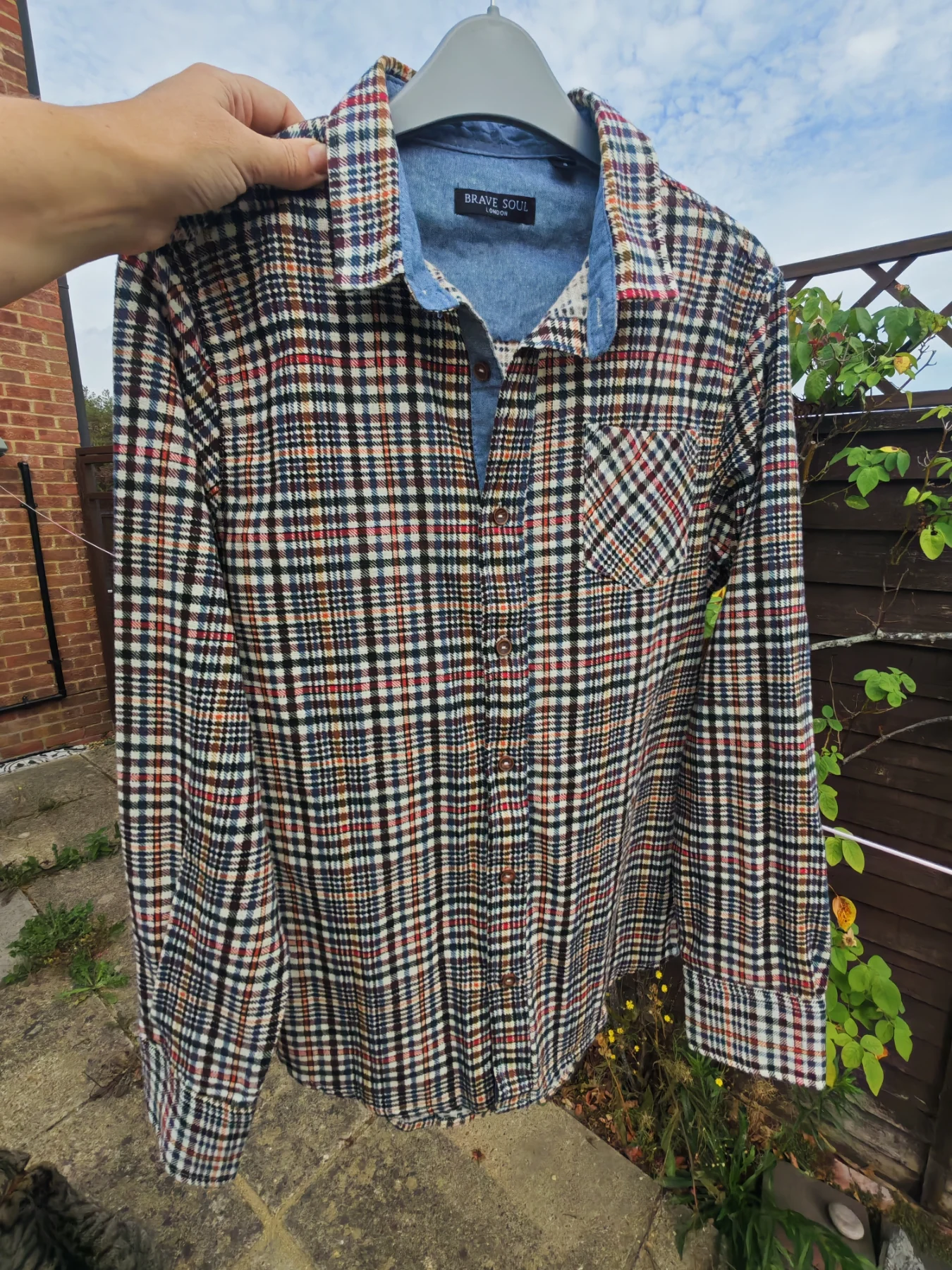 Brave Soul London Checked Overshirt -Cream Multi Check