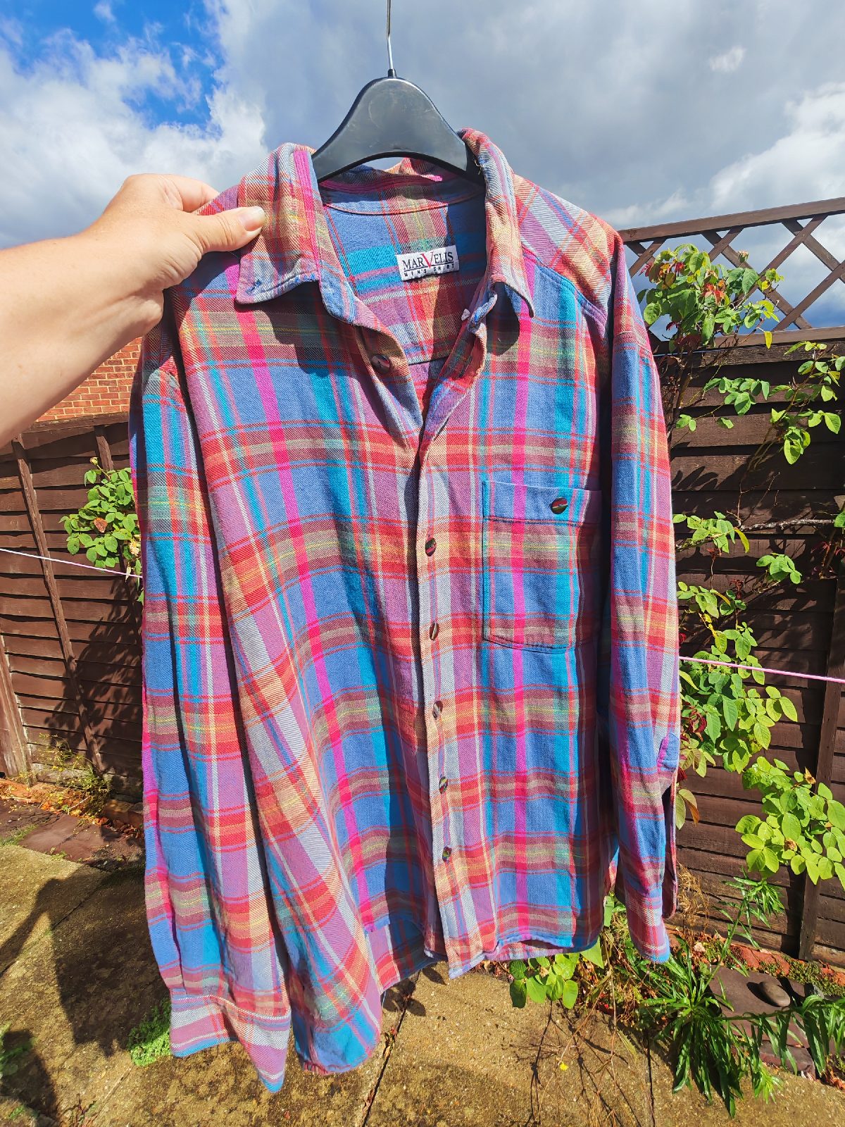 Vintage Marvelis Men's Colourful Checked Shirt Long Sleeve