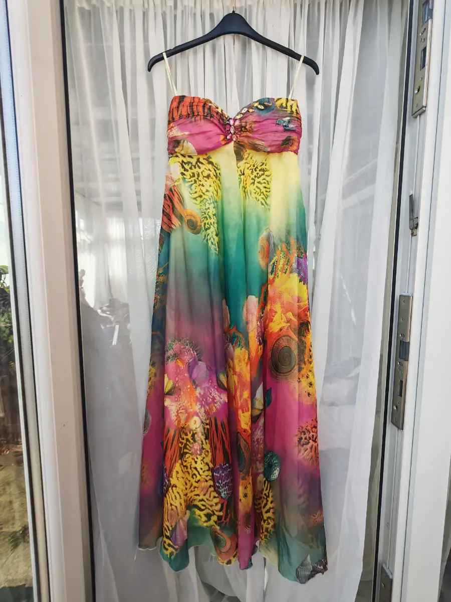 Chi-Chi Colourful Tropical Print Maxi Dress Jewelled