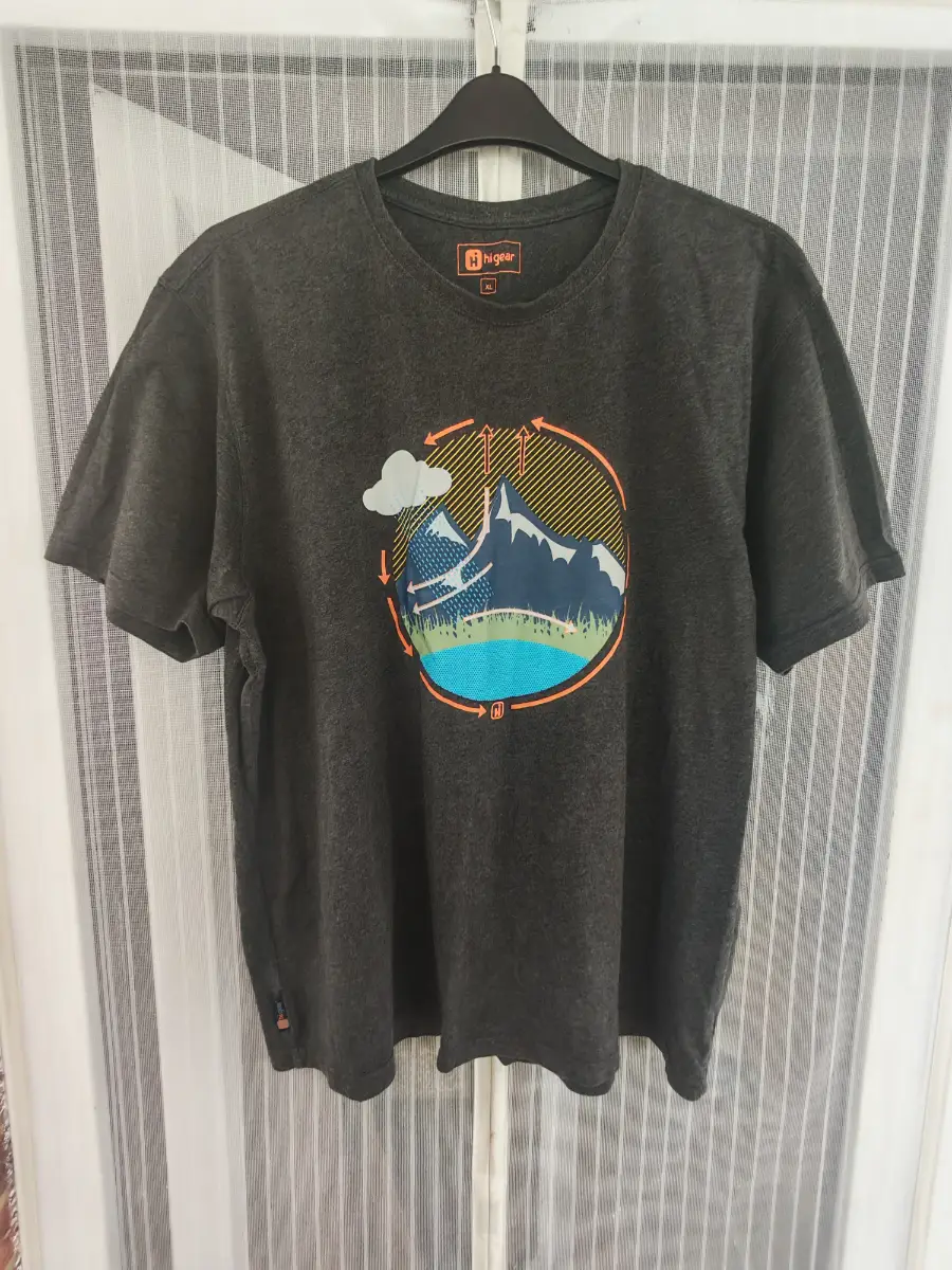 Hi Gear Charcoal Grey Mountain Graphic T-Shirt Outdoor Hiking 100% Cotton XL