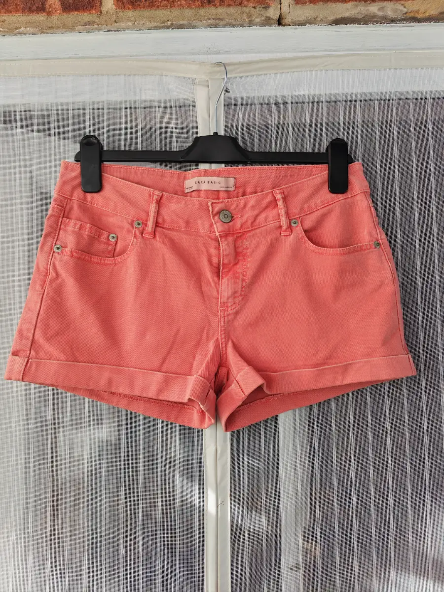 Zara Basic Coral Pink Denim Shorts