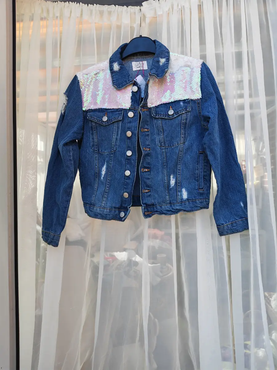 Matalan Candy Couture Girls Sequin Denim Jacket Age 12 Iridescent