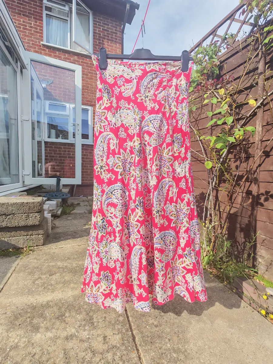 George Pink Paisley Print Midi Skirt UK 10 Elasticated Waist Boho
