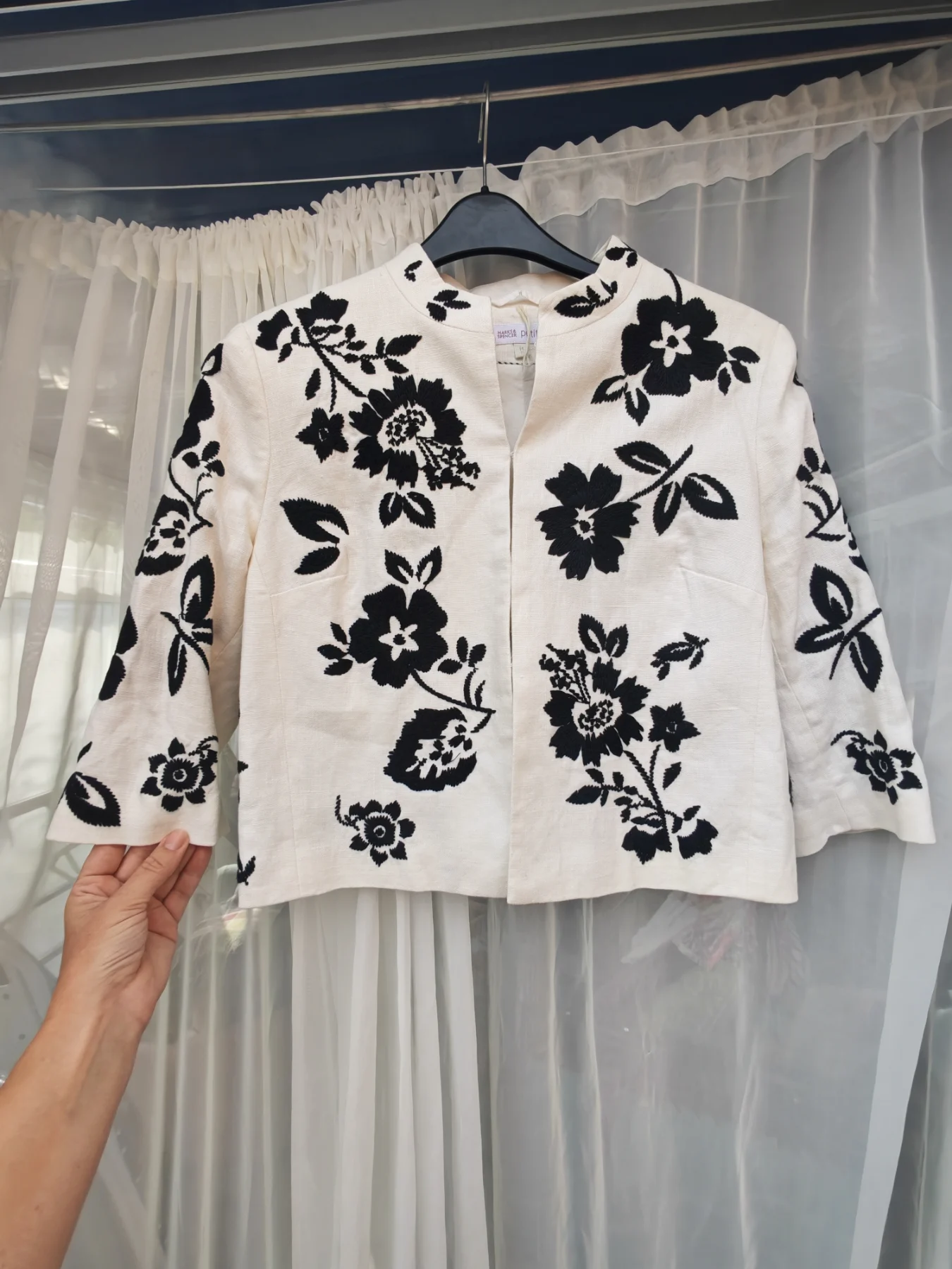 Marks & Spencer Petite 100% Linen Floral Jacket UK 14