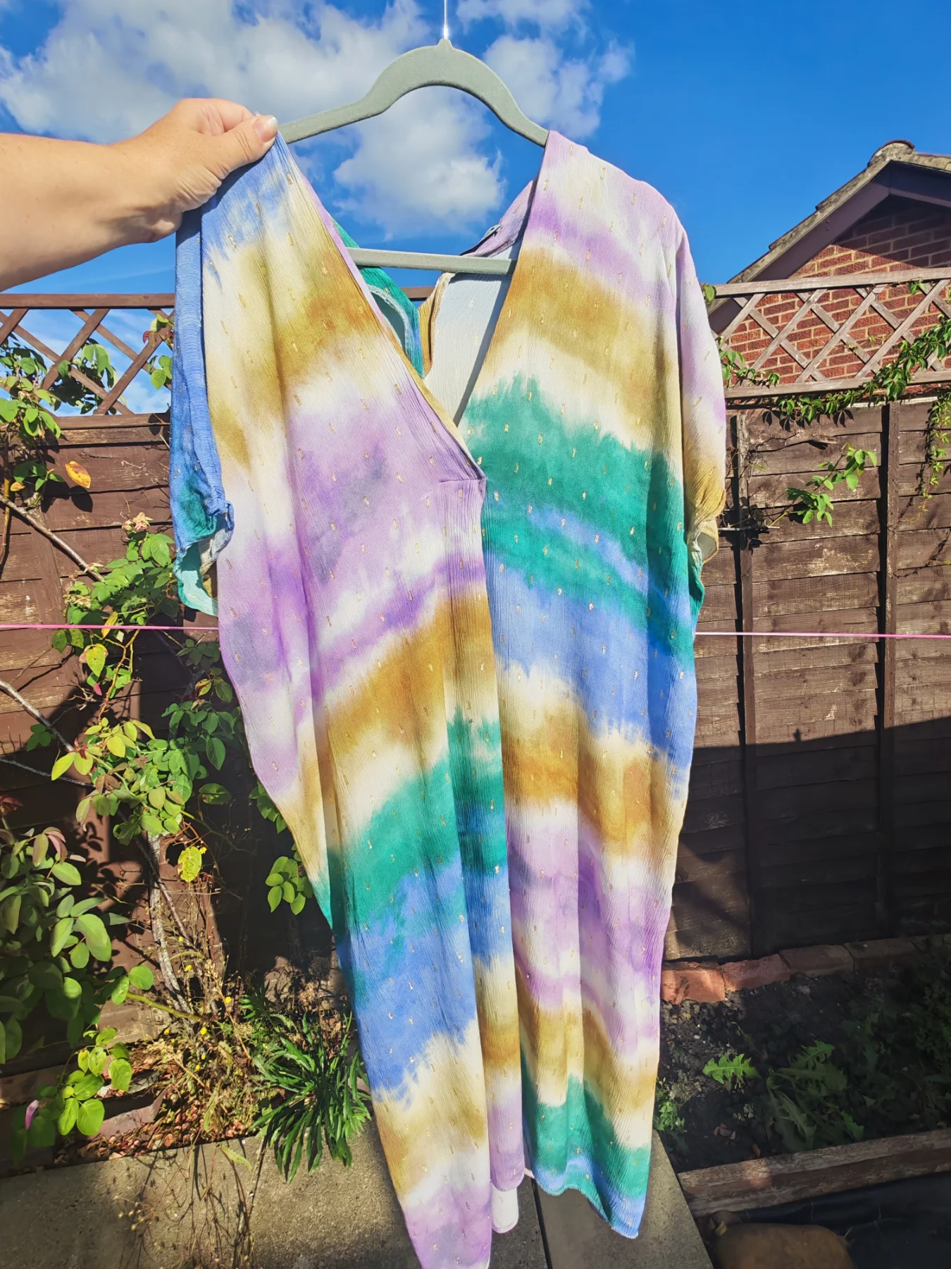 Zara Tie-Dye Metallic Long Oversized Kimono XS