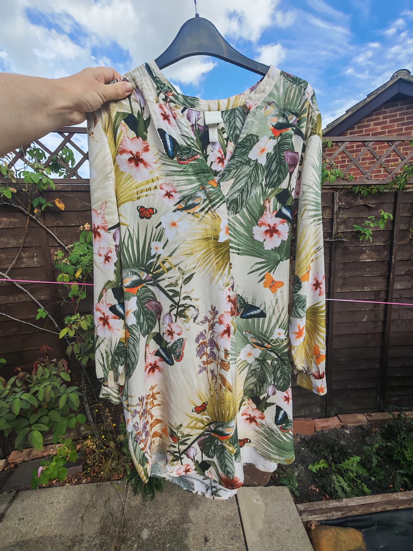 H&M Tropical Print Long Sleeve Tunic Dress Size 6