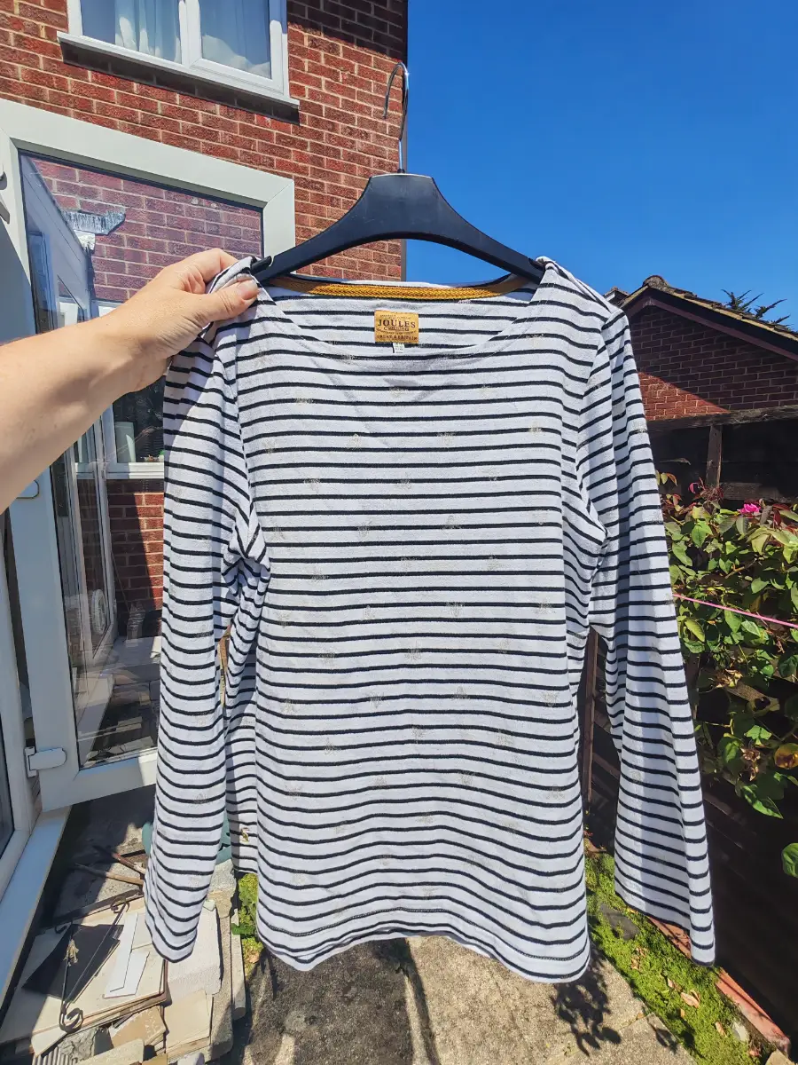 Joules Harbour Women's Breton Stripe Long Sleeve Top Bee Print UK 16